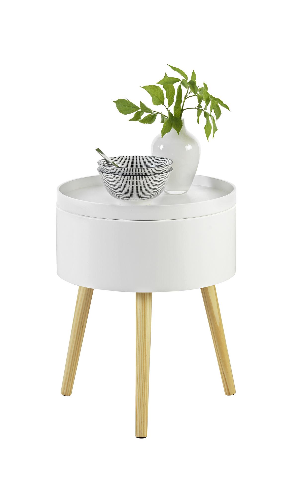 STOLIK BOCZNY LOLA - kolor naturalny/biały, Design, materiał drewnopochodny/drewno (38/38/48,5cm) - Carryhome