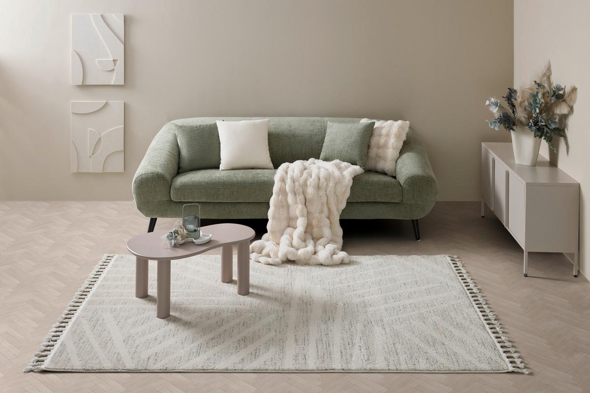 Webteppich Kel Air 3 Naturfarben ca. 160x230cm - Perlmutt/Alabasterfarben, Modern, Textil (160/230cm) - Mömax