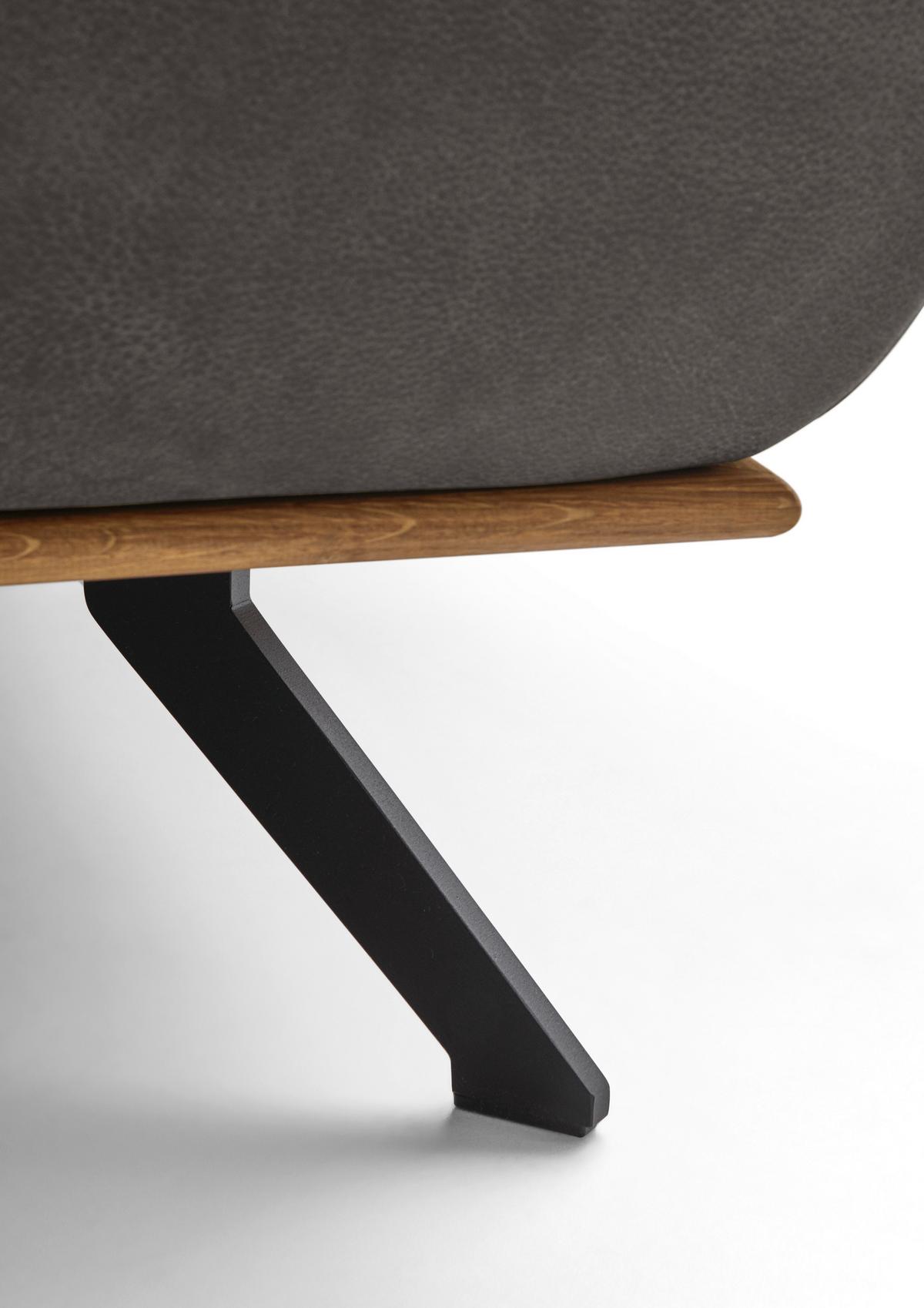 Wohnlandschaft Erling Dunkelgrau - Dunkelgrau/Beige, MODERN, Leder/Metall (187/89/322cm) - Premium Living