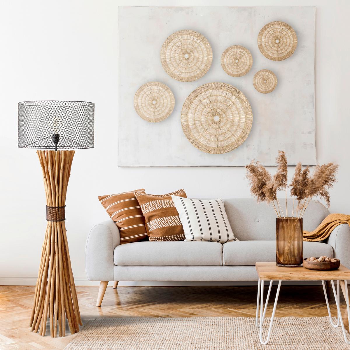 Stoječa Svetilka Driftwood - črna/naravne barve, Design, kovina/les (35/149/35cm) - P & B