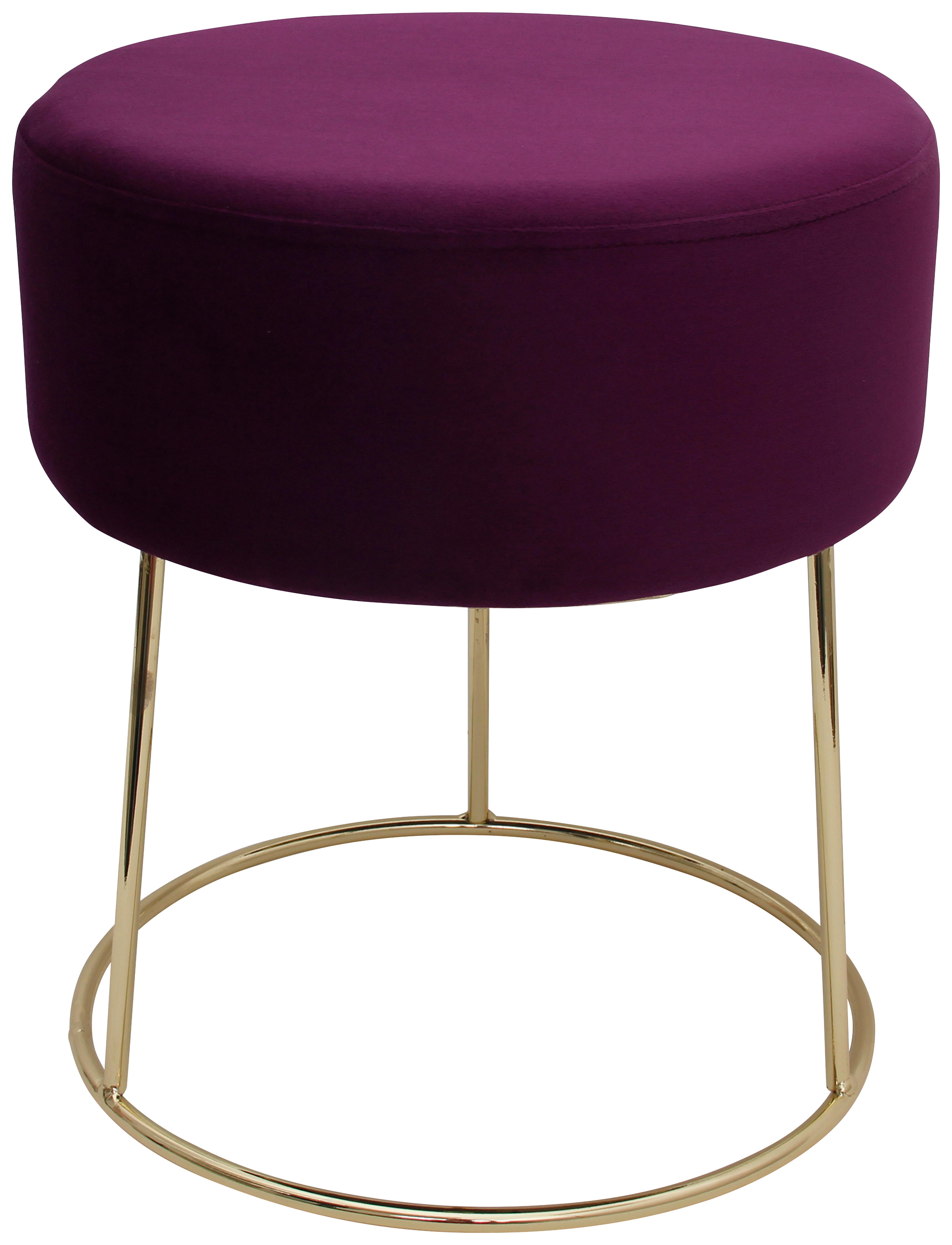 Hocker Marilyn Beere Samt - Beere/Goldfarben, Design, Textil/Metall (35,5/40,5/35,5cm) - Echtwerk