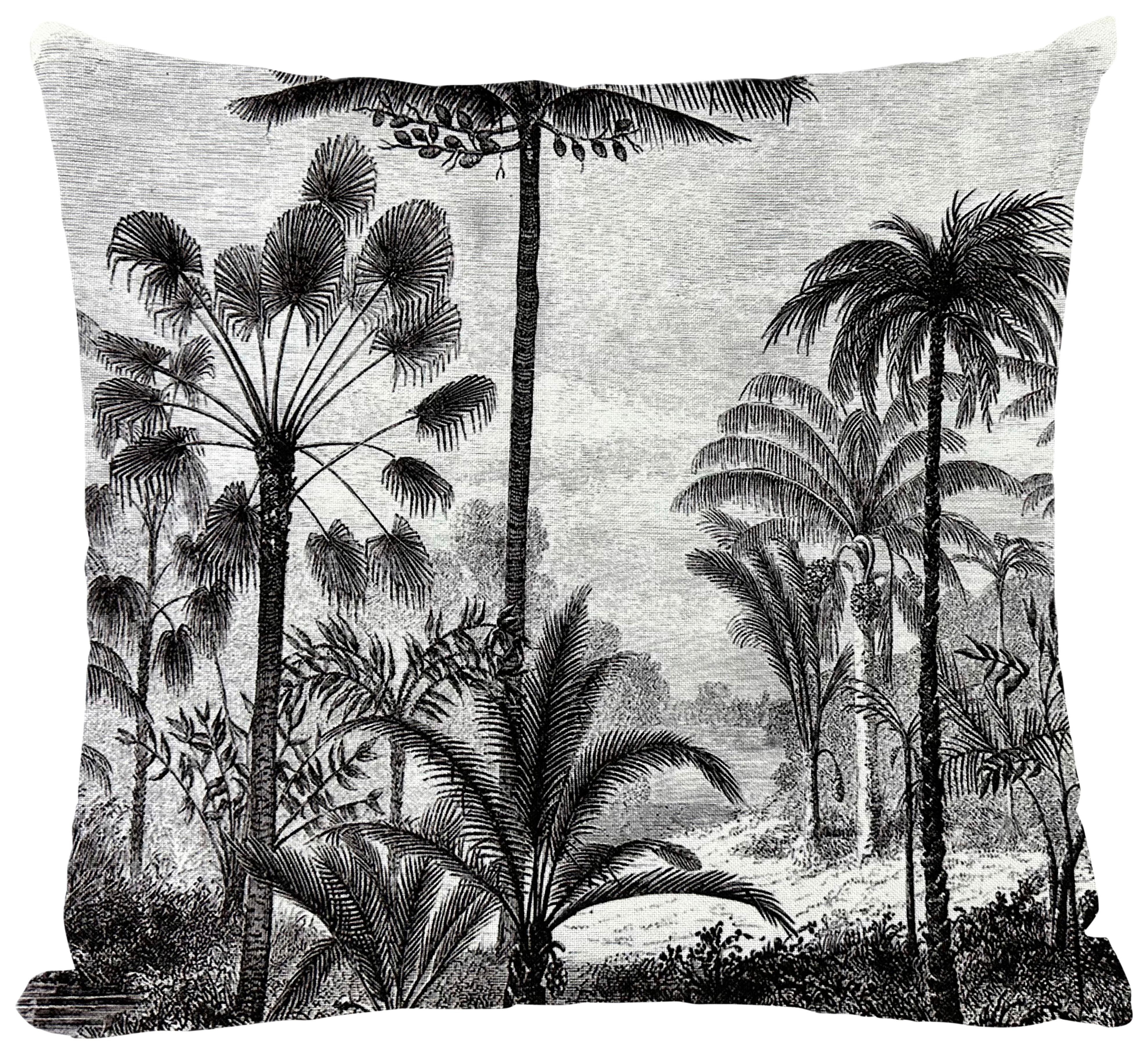 Kissenhülle Floral Schwarz/Weiß ca. 45x45cm - Multicolor, Textil (45/45cm)