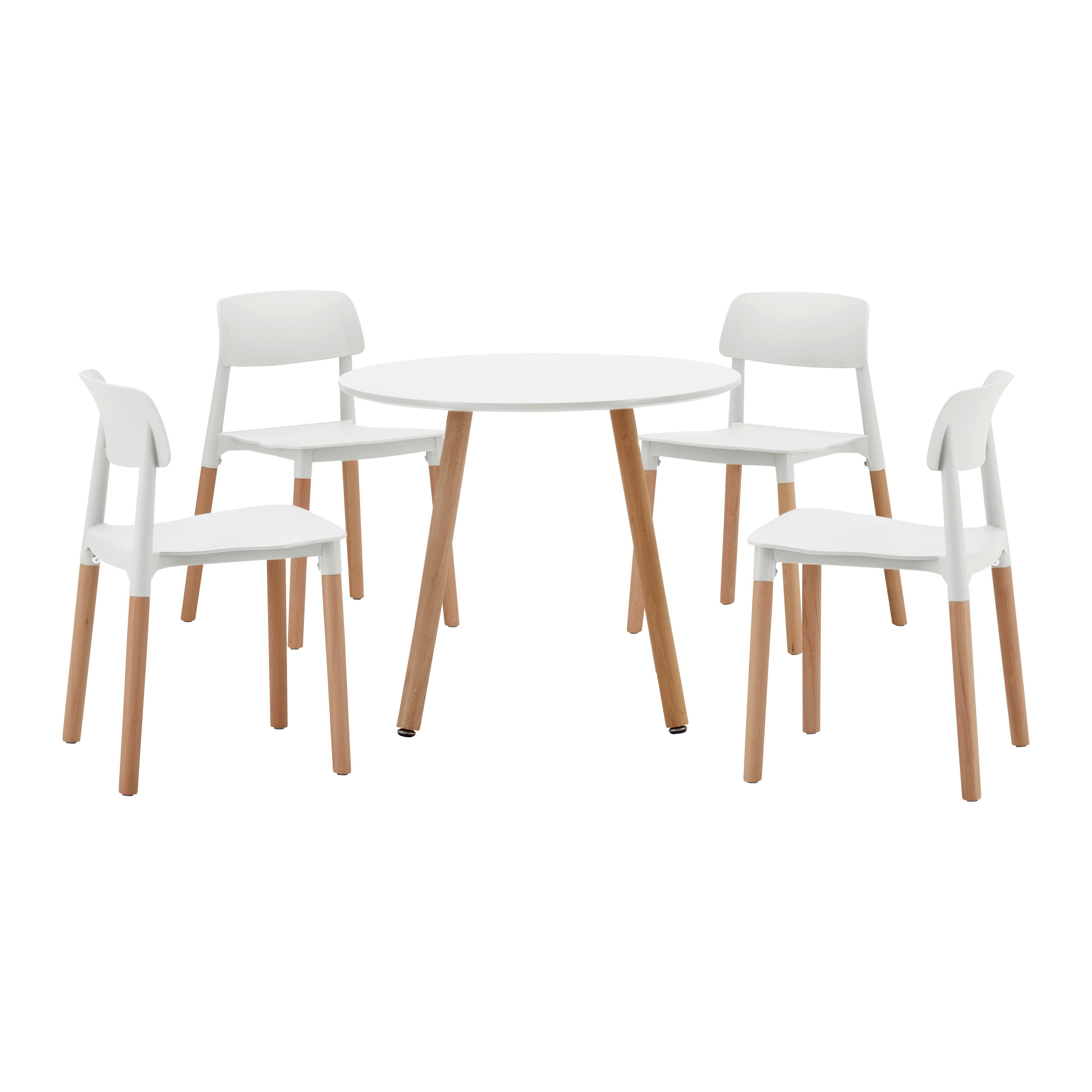 Kindersitzgruppe Dessy Weiß Kunststoff/Holz - Weiß, MODERN, Holz/Kunststoff (60/34,5/48/53/60/31cm) - Bessagi Kids