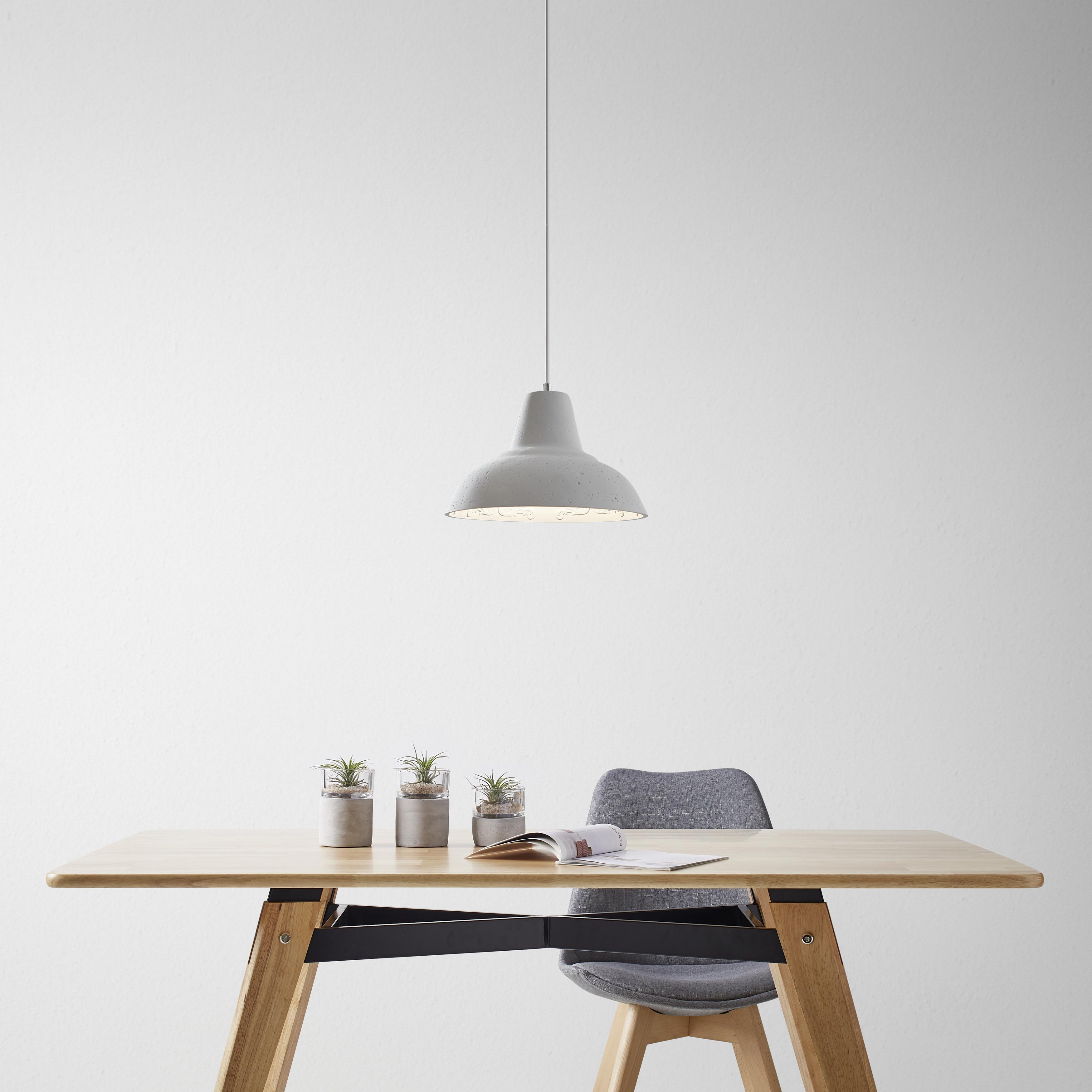 Hängeleuchte Madita max. 42 Watt - Grau, MODERN, Stein (30/123cm) - Bessagi Home