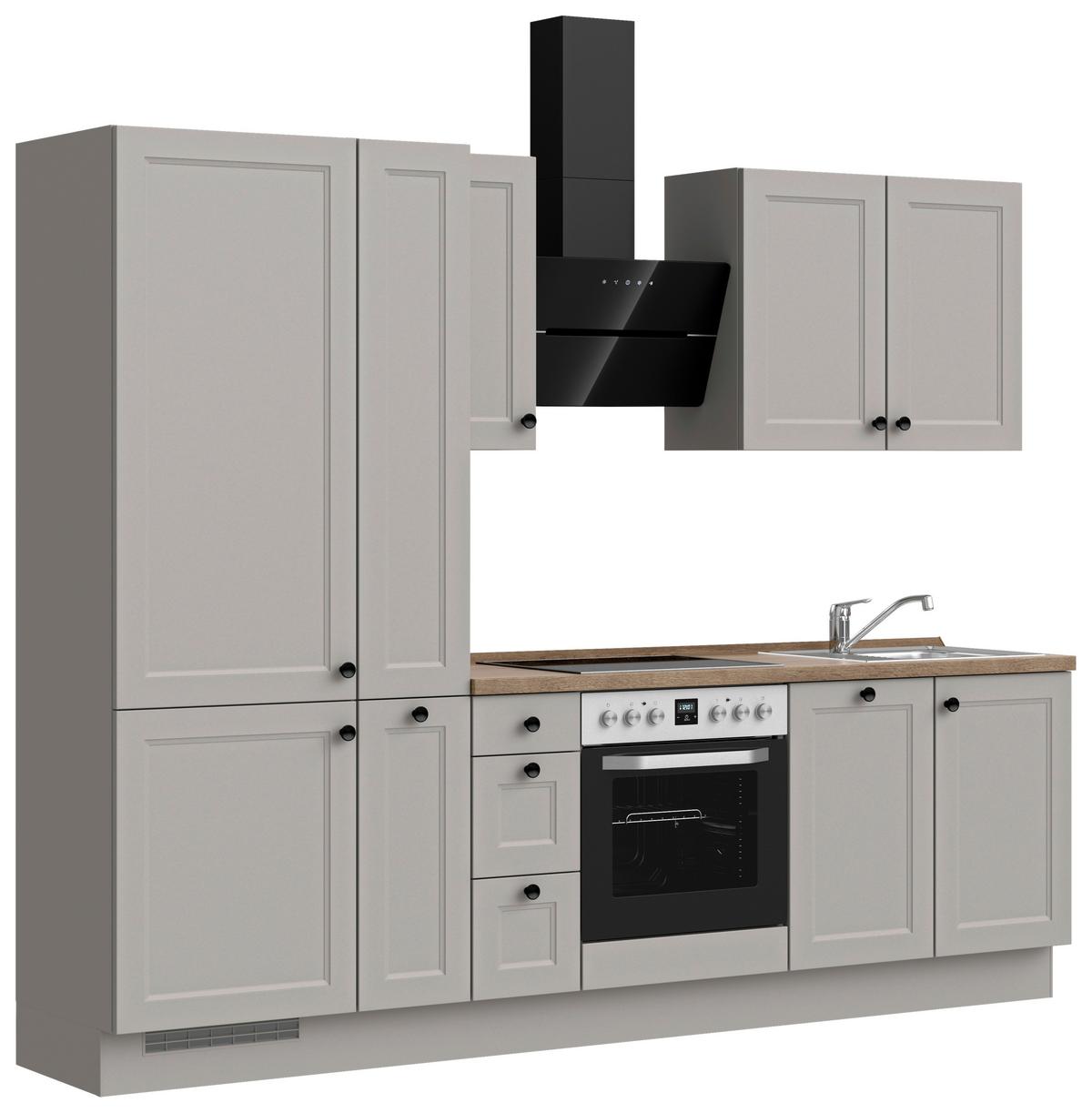 Küchenblock Cascada High m. Geräten Grau - Eiche dunkel/Schwarz, MODERN, Holzwerkstoff/Metall (270cm) - Nobilia