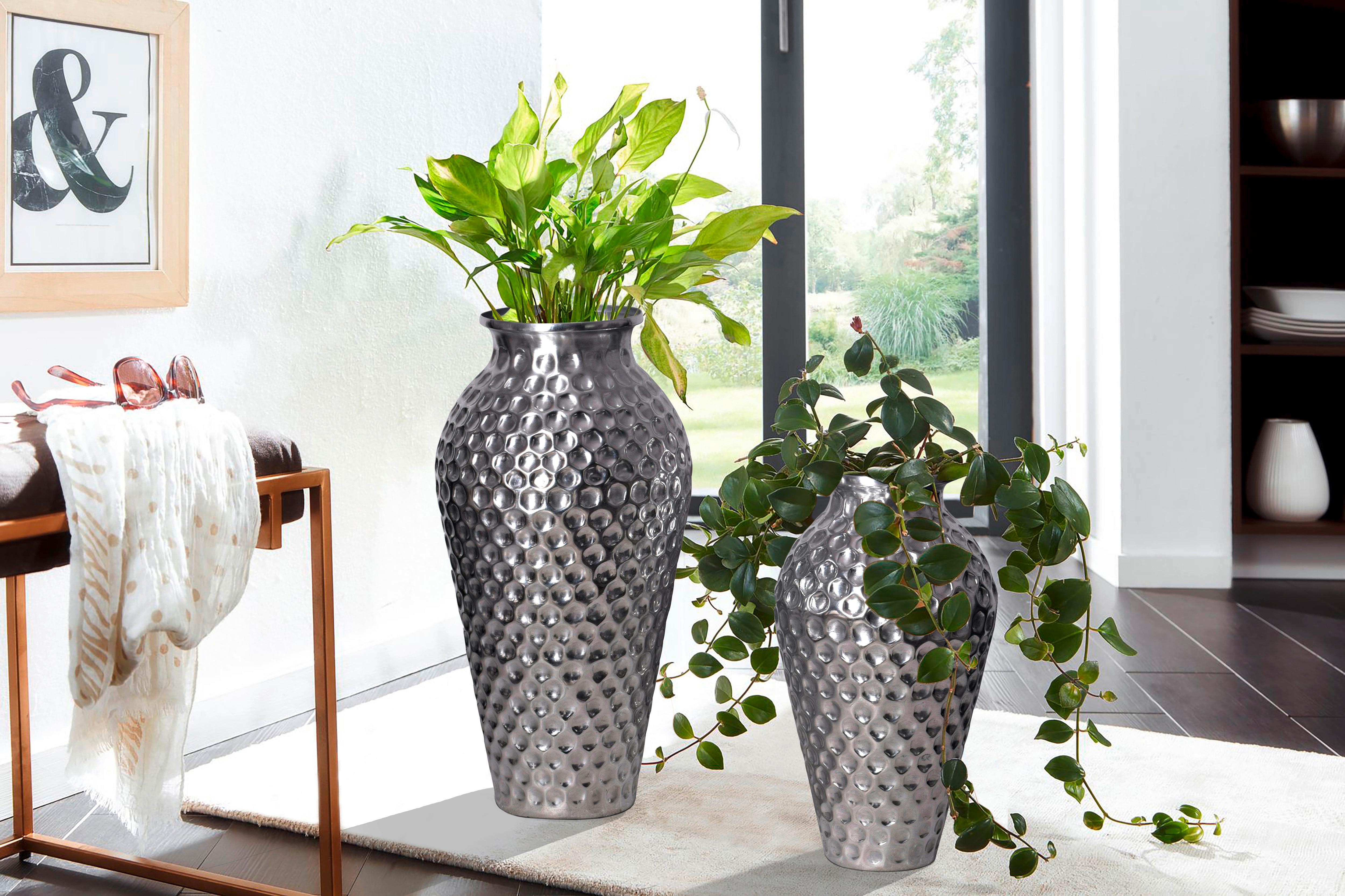 DEKOVASE DEKOVASE 2ER SET SILBER - Silberfarben, Design, Metall (26/51/26cm) - Livetastic