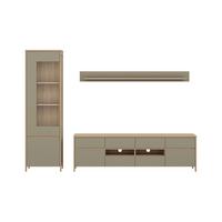 Wohnwand Stranda Eukalyptusfarben, 3-teilig - Eukalyptusholzfarben/Eichefarben, Design, Holzwerkstoff (266/195/39cm) - MID.YOU