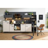 Küchenblock PN80 Graphitfarben/Hellgrau - Lavagrau/Hellgrau, MODERN, Holzwerkstoff/Metall (320cm) - Pino