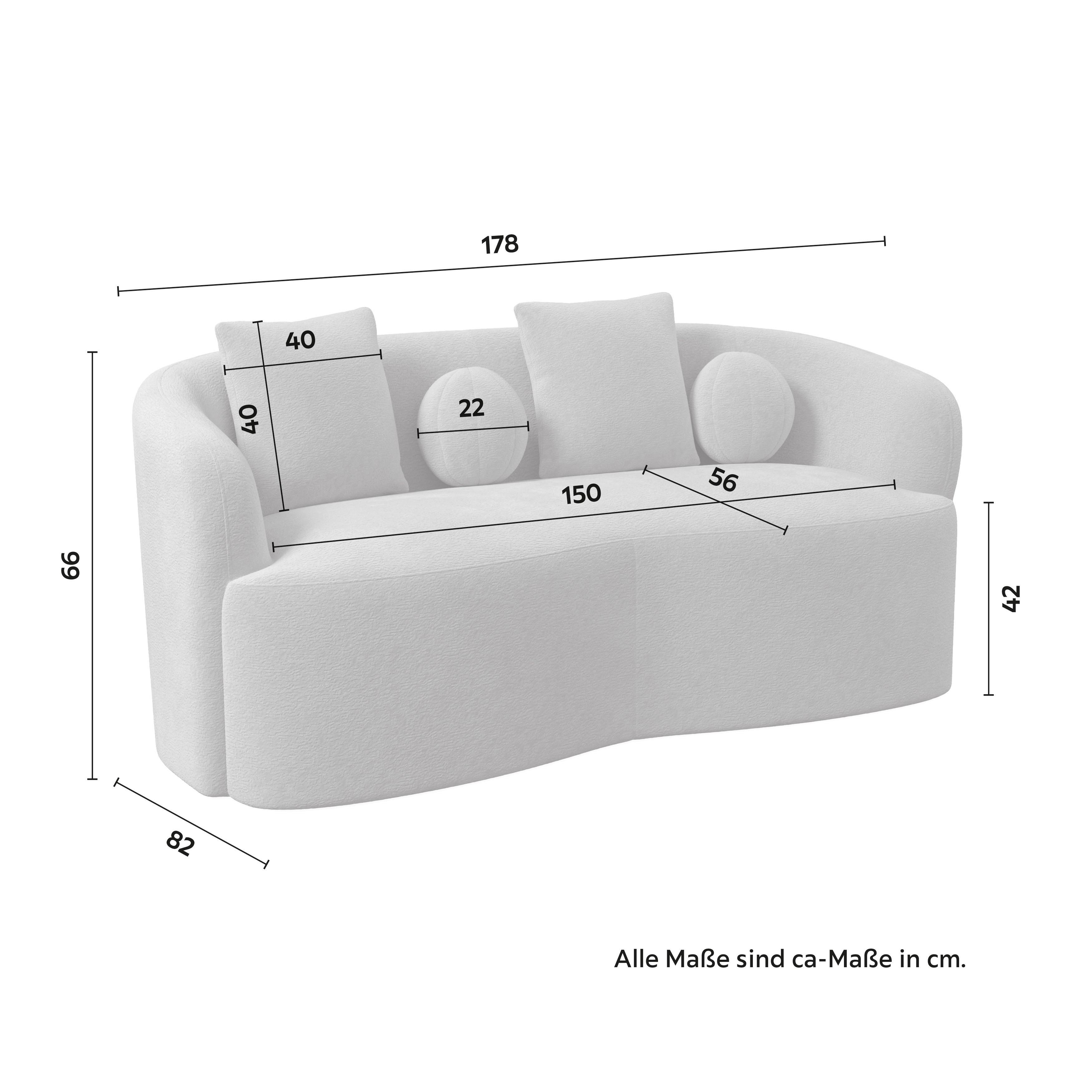 SOFFA JULIE - beige, Modern, trä/textil (178/66/82cm) - Bessagi Home