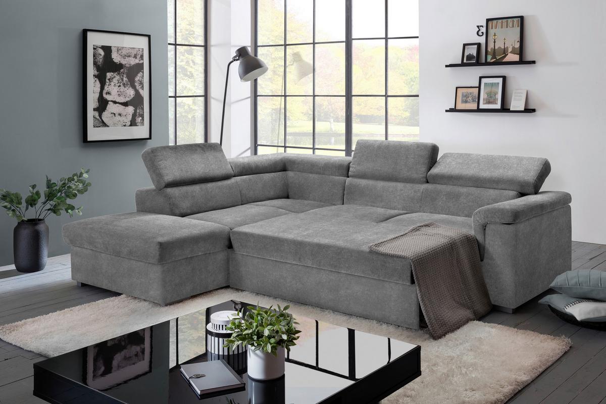 Wohnlandschaft "Milla" , Grau ca. 217x252 cm - Grau, Basics, Holz/Textil (217/252cm) - MID.YOU