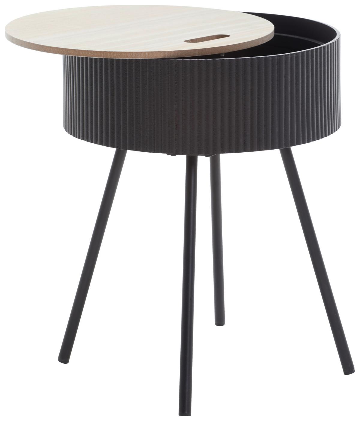 STOLIK BOCZNY LINA - kolor naturalny/czarny, Lifestyle, materiał drewnopochodny/metal (38/38/45cm) - Xora