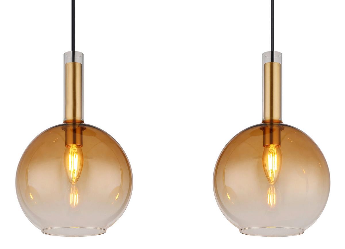 Hängeleuchte Marinella Schwarz/Messing max. 40 Watt - Messingfarben/Schwarz, KONVENTIONELL, Glas/Kunststoff (90/20/150cm) - Globo