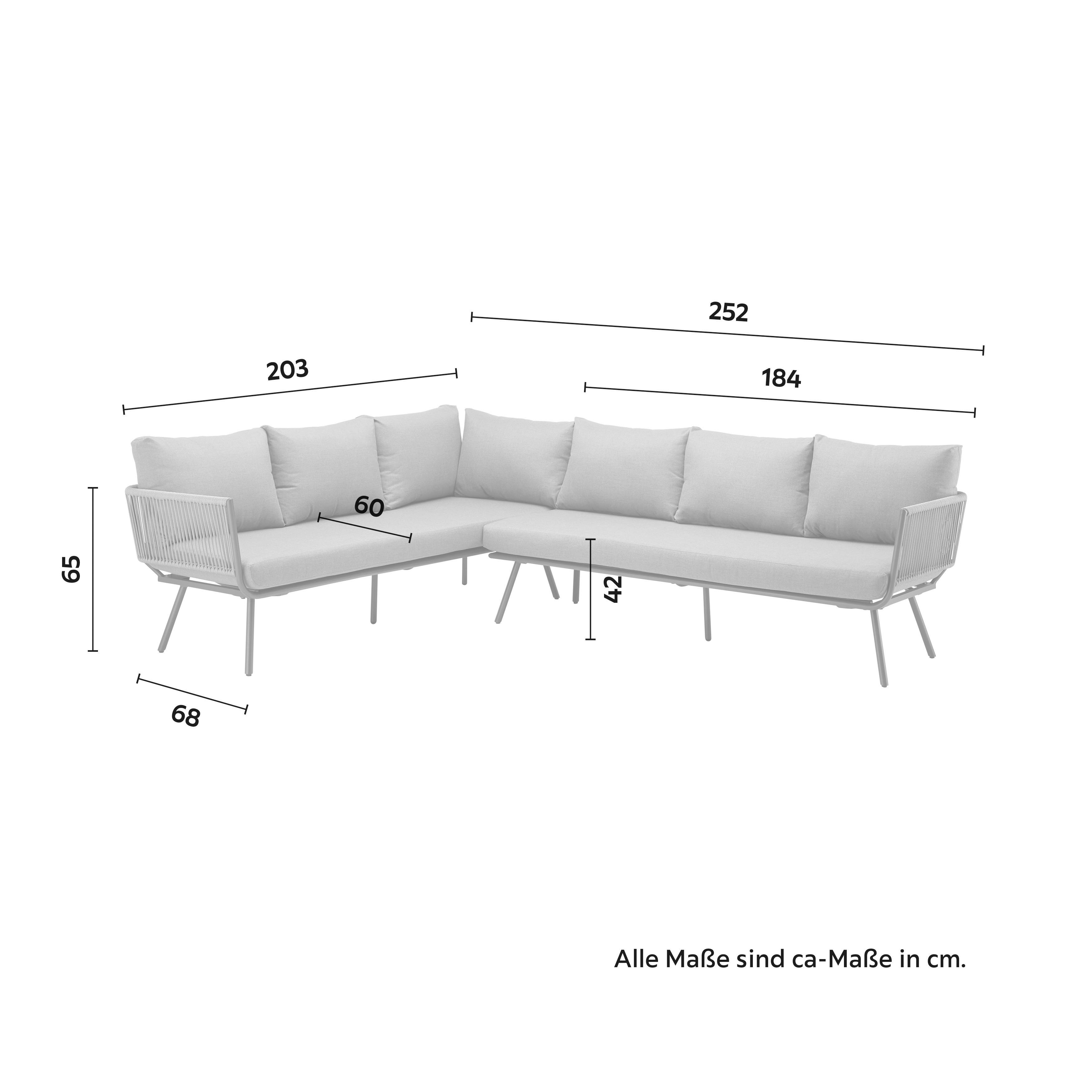 LOUNGESET CAMILLA - grå, Modern, metall/glas (252/65/68cm) - Bessagi Garden