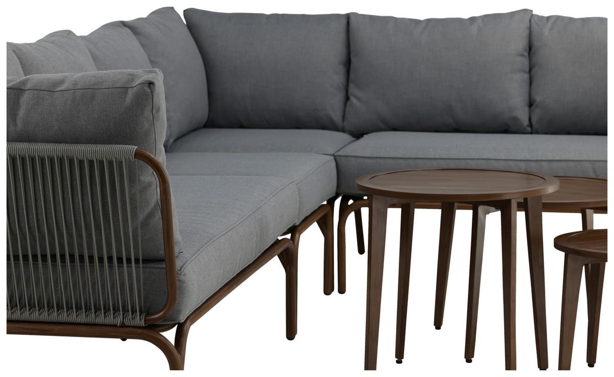 Dining-Loungeset Roxo ca. 283x221 cm Grau - Braun/Grau, KONVENTIONELL, Textil/Metall - Gardenson