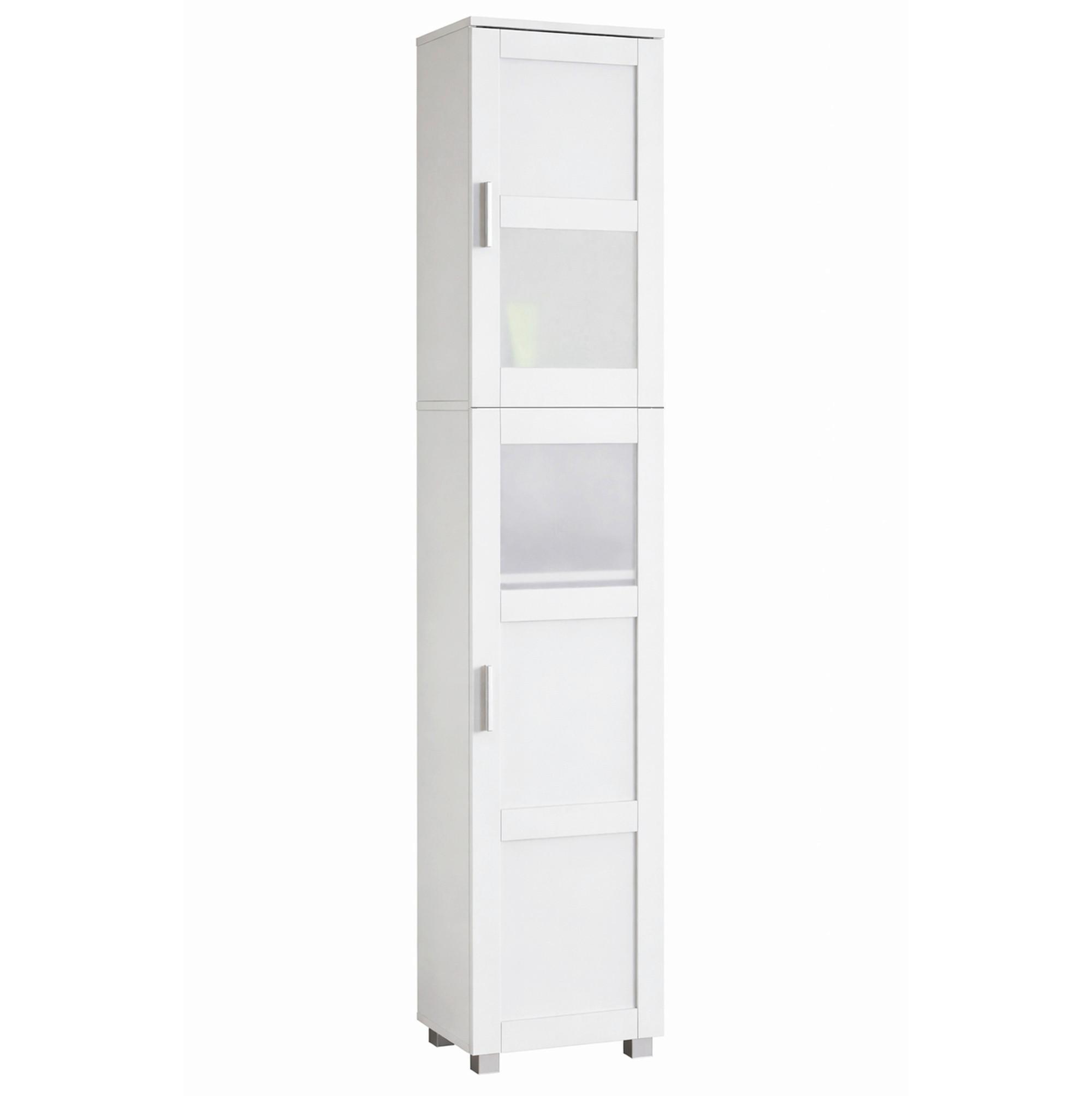 Hochschrank Nilari - Weiss/Silberfarben, Trend, Glas/Holzwerkstoff (38/165/28cm) - MID.YOU