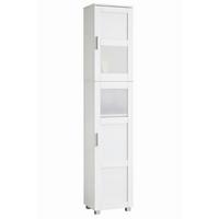 Hochschrank Nilari - Weiss/Silberfarben, Trend, Glas/Holzwerkstoff (38/165/28cm) - MID.YOU