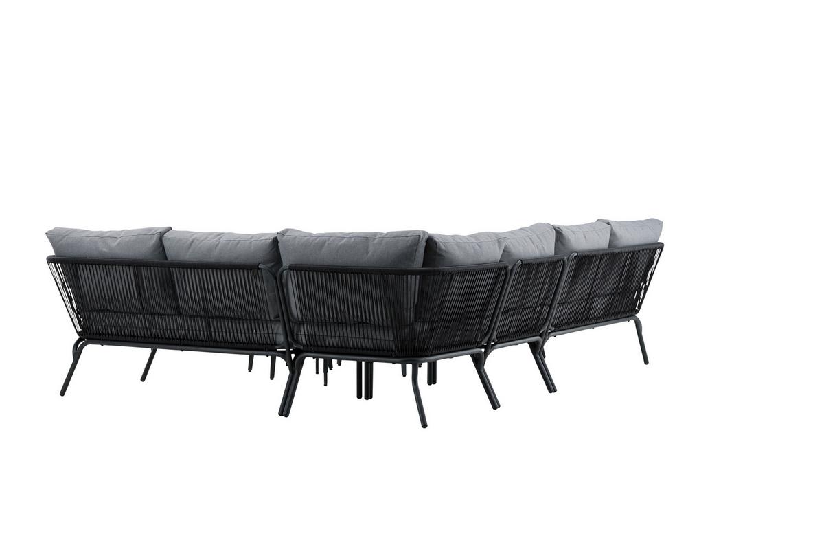 Dining-Loungeset Roxo ca. 283x221 cm Schwarz - Schwarz/Grau, KONVENTIONELL, Textil/Metall - Gardenson