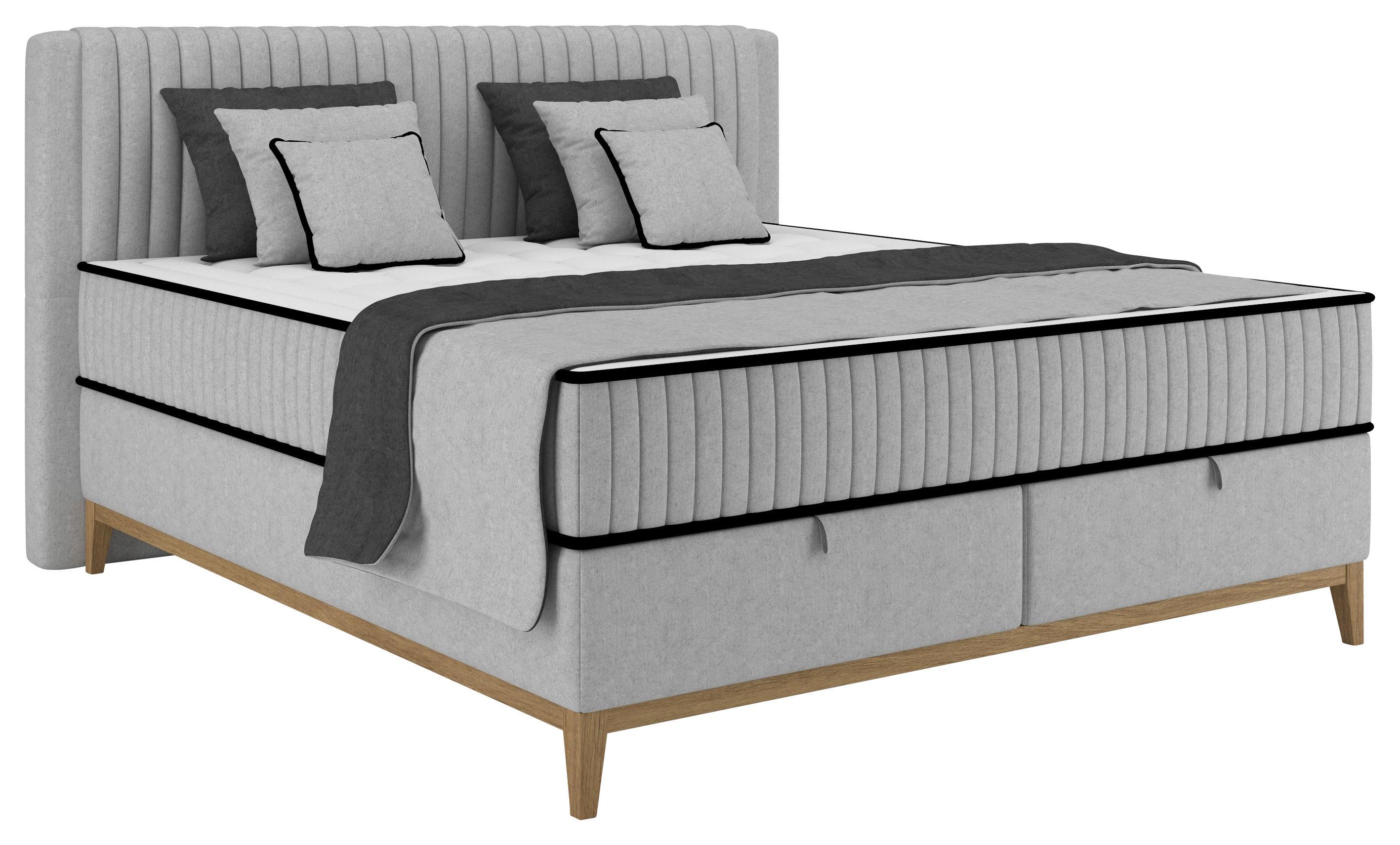 Pat Boxspring Elena - argintiu, Konventionell, lemn/metal (200/200cm) - Premium Living
