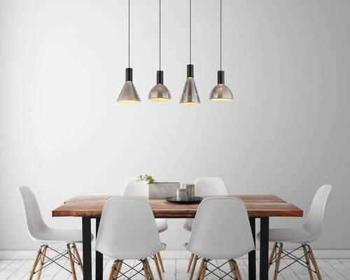 Viseča Led-svetilka 15741-4 - svetlo siva, Design, kovina/umetna masa (87/17/150cm) - Globo