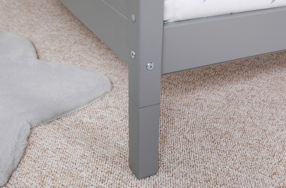 Kinder-/Jugendbett Duo Hellgr. ca. 100x200 cm Kiefer massiv - Hellgrau/Naturfarben, MODERN, Holz (100/200cm) - MID.YOU