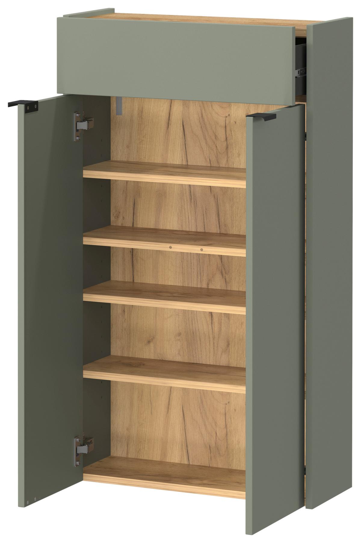 Cipősszekrény Ameca - tölgyfa színű/fekete, Design, faalapú anyag/fém (56/97/22cm)