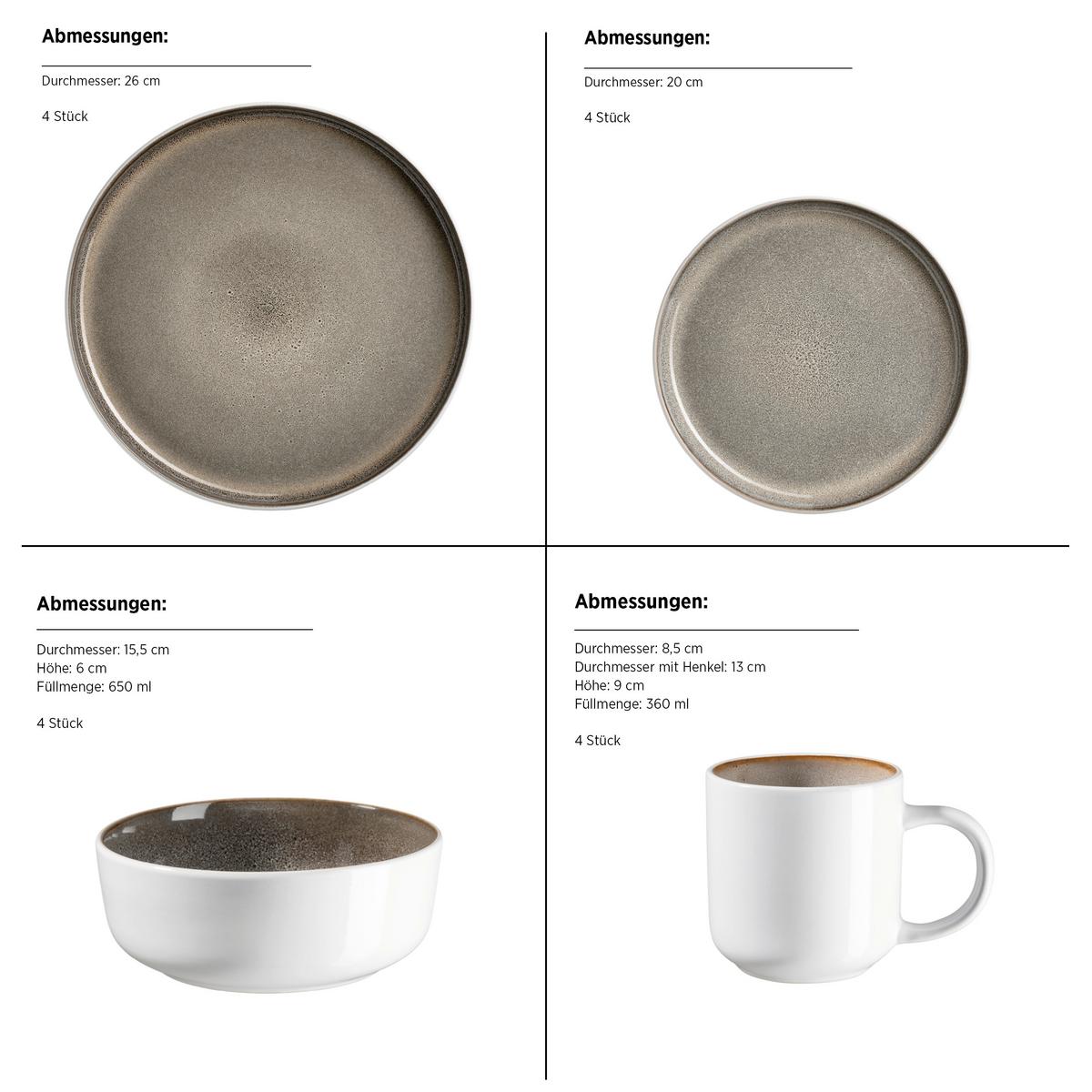 KOMBISERVICE 934436 KOMBISERVICE LUNARIA - Braun, Basics, Keramik - Mäser