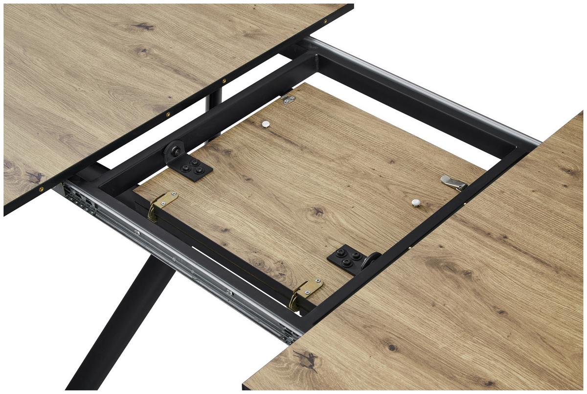 Raztegljiva Jedilna Miza Marcel, 140-180x80 - črna/barve hrasta, Moderno, kovina/leseni material (140-180/76/80cm)