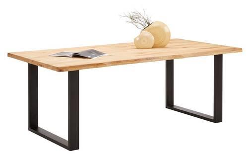 Jedilna Miza Wood 200, Hrast, Masivno, 200x100 - črna/naravne barve, Konvencionalno, kovina/les (200/75/100cm) - James Wood