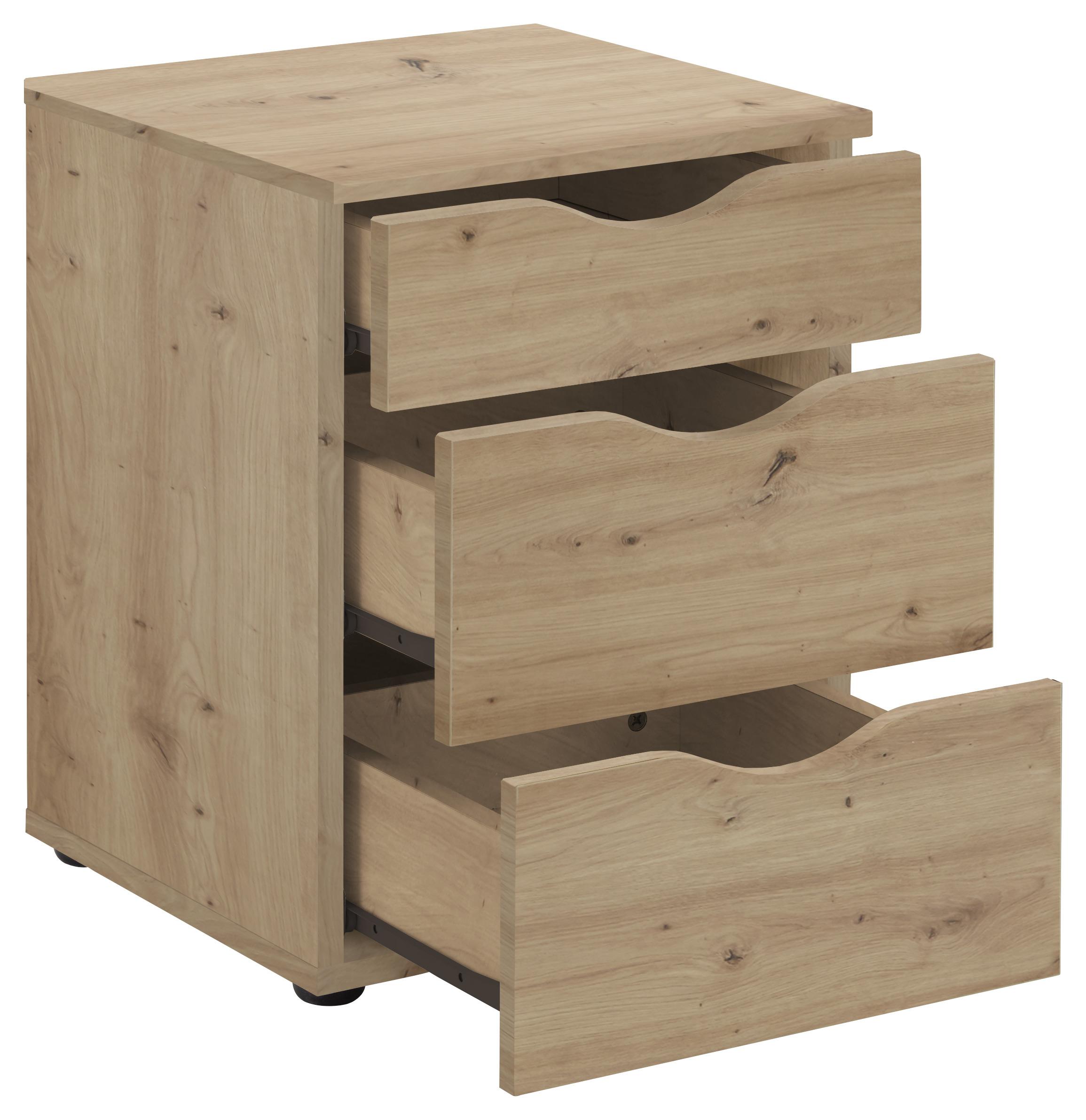 NACHTKÄSTCHEN MAXI MM - Schwarz/Eiche Artisan, KONVENTIONELL, Holzwerkstoff (40/55/39cm) - Mömax