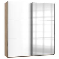 Schwebetürenschrank Level 36D ca. 200x216x65 cm Weiß - Chromfarben/Weiß Hochglanz, MODERN, Holzwerkstoff/Metall (200/216/65cm) - MID.YOU