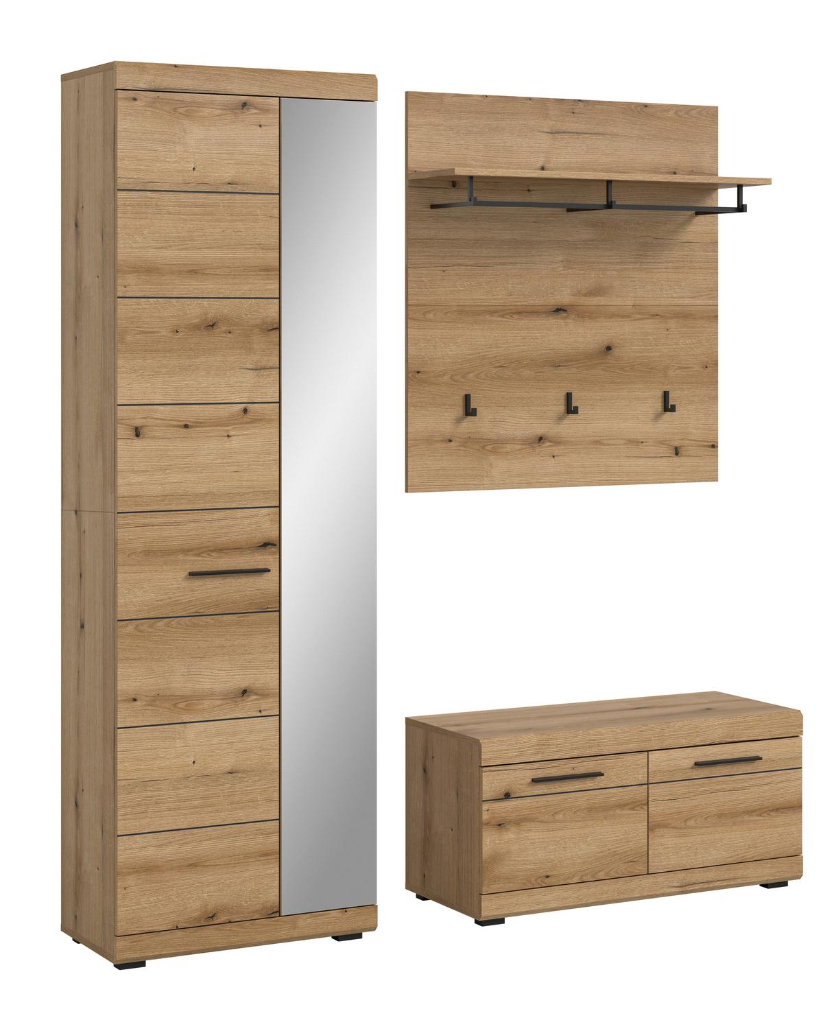 Predsoba Scout, Barva Hrasta, 3-Delna - temni hrast, Design, leseni material (167/197/40cm) - Livetastic