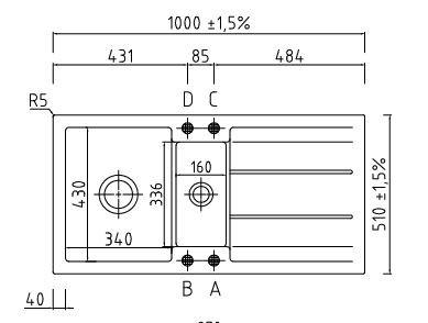 Einbauspüle Genea 100 in Polar - Weiß, Keramik (100/51cm) - Systemceram