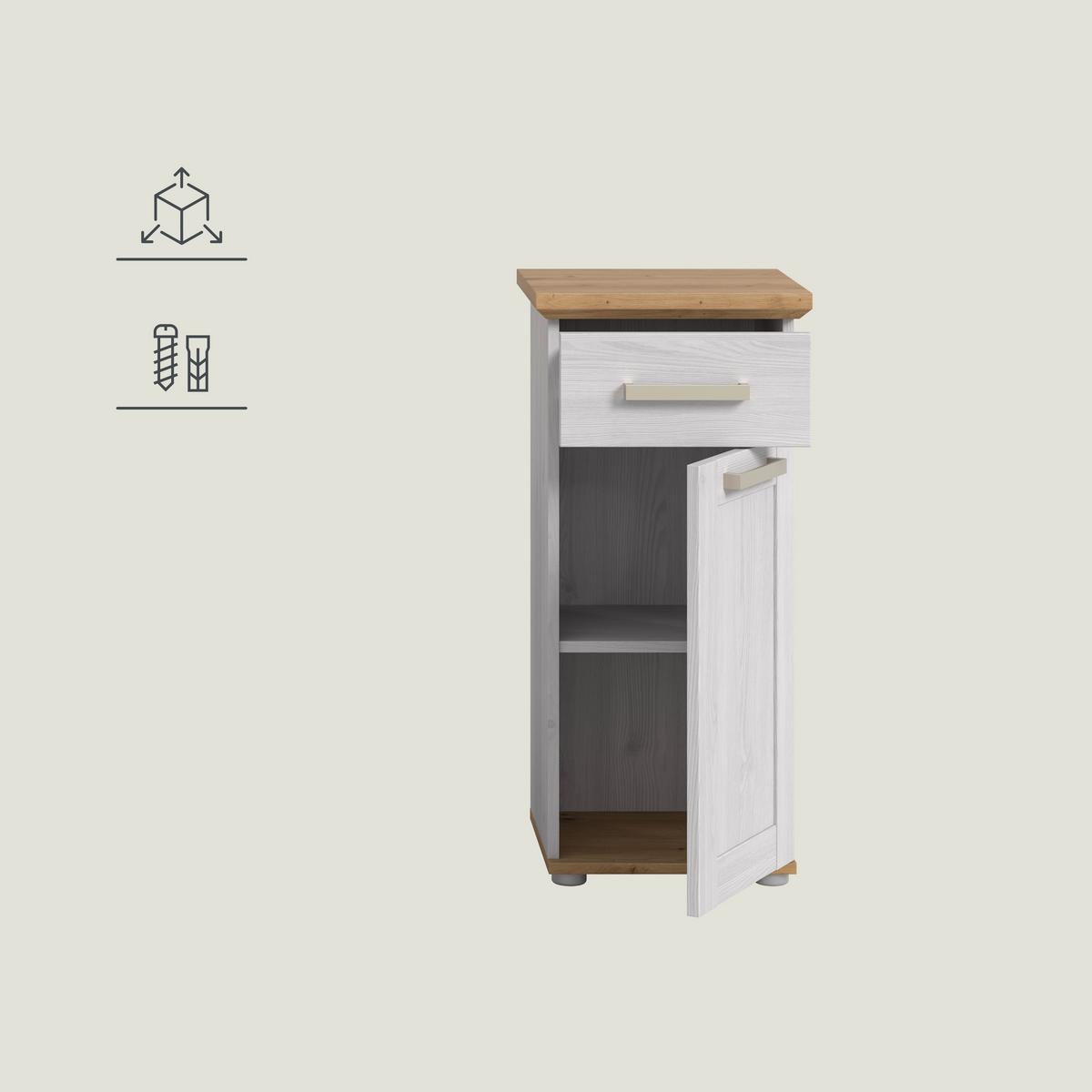 Midischrank Verona Lärchenfarben/Eiche Artisan - Silberfarben/Lärchefarben, Trend, Holzwerkstoff/Kunststoff (39/85/34cm) - MID.YOU