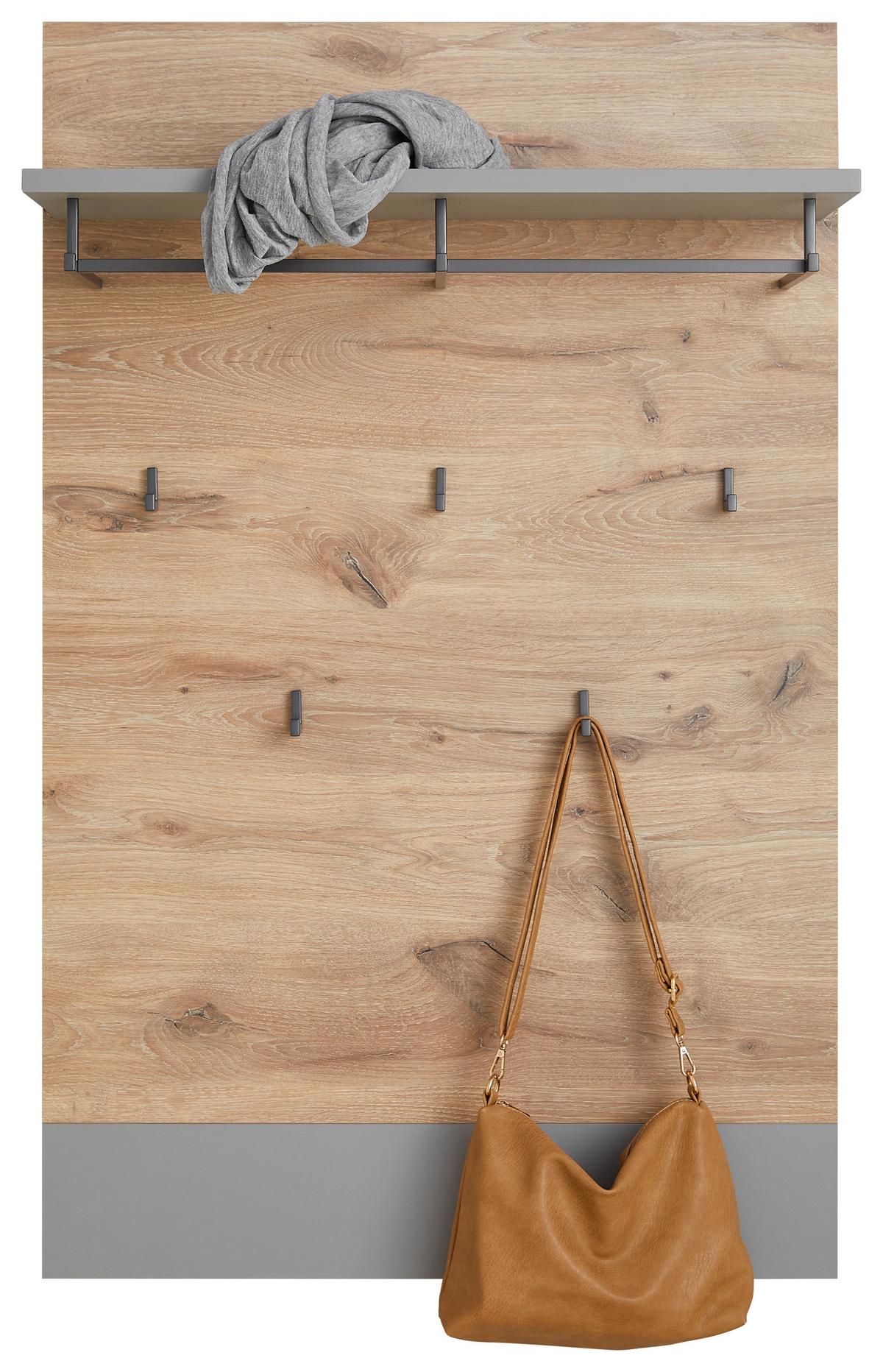 Garderobenpaneel Dynamic in Hellgrau - Modern, Holzwerkstoff (80/120/28cm) - Mömax