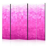 Paravan Pink Pixel I, 5-Delni, Dvostranski - pink/bela, Basics, tekstil/les (225/172/3cm) - artgeist