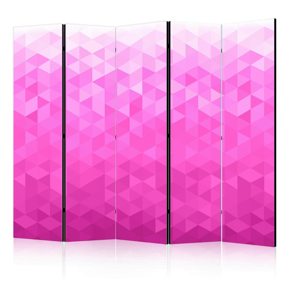 Paravan Pink Pixel I, 5-Delni, Dvostranski - pink/bela, Basics, tekstil/les (225/172/3cm) - artgeist