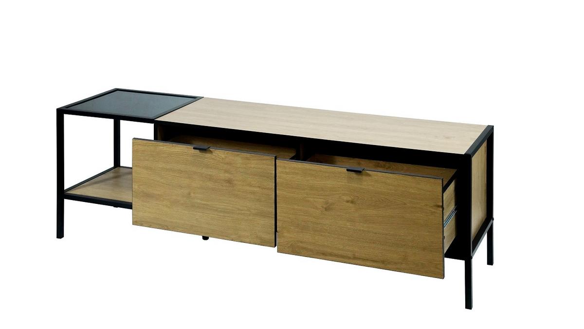 Nizka Omarica Queens -Exklusiv- - črna/naravne barve, Moderno, kovina/leseni material (160/54/40cm) - Mömax