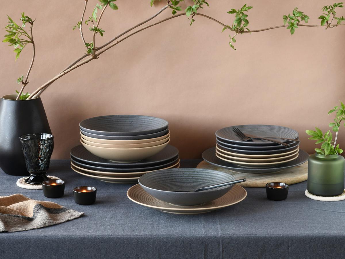 Jedilni Servis Catania Mix, 18-Delni - antracit/peščene barve, Design, keramika - Creatable