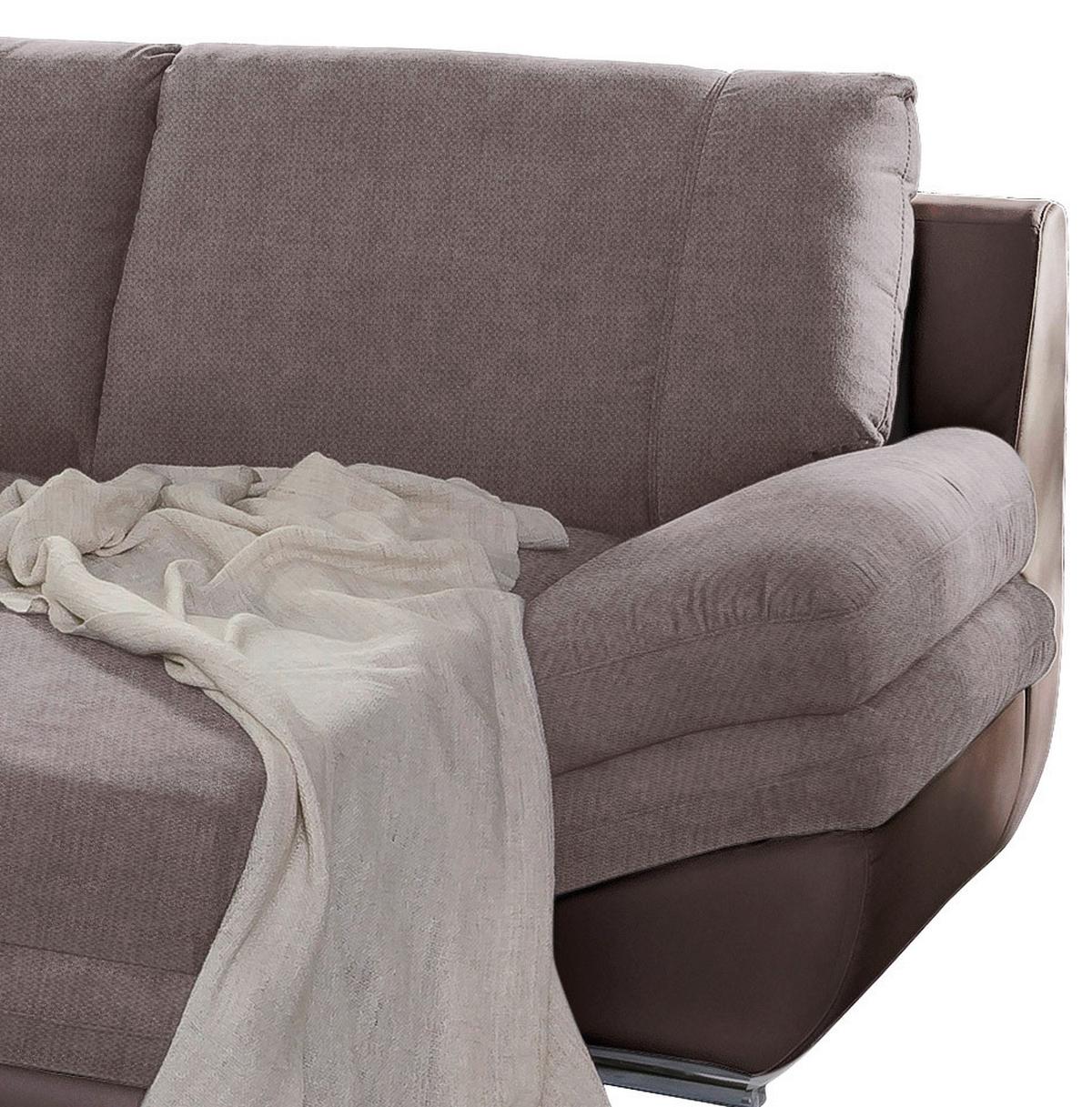 Wohnlandschaft in Taupe/ Dunkelbraun ´NARDO´ - Taupe/Chromfarben, MODERN, Textil/Metall (221/264cm) - MID.YOU