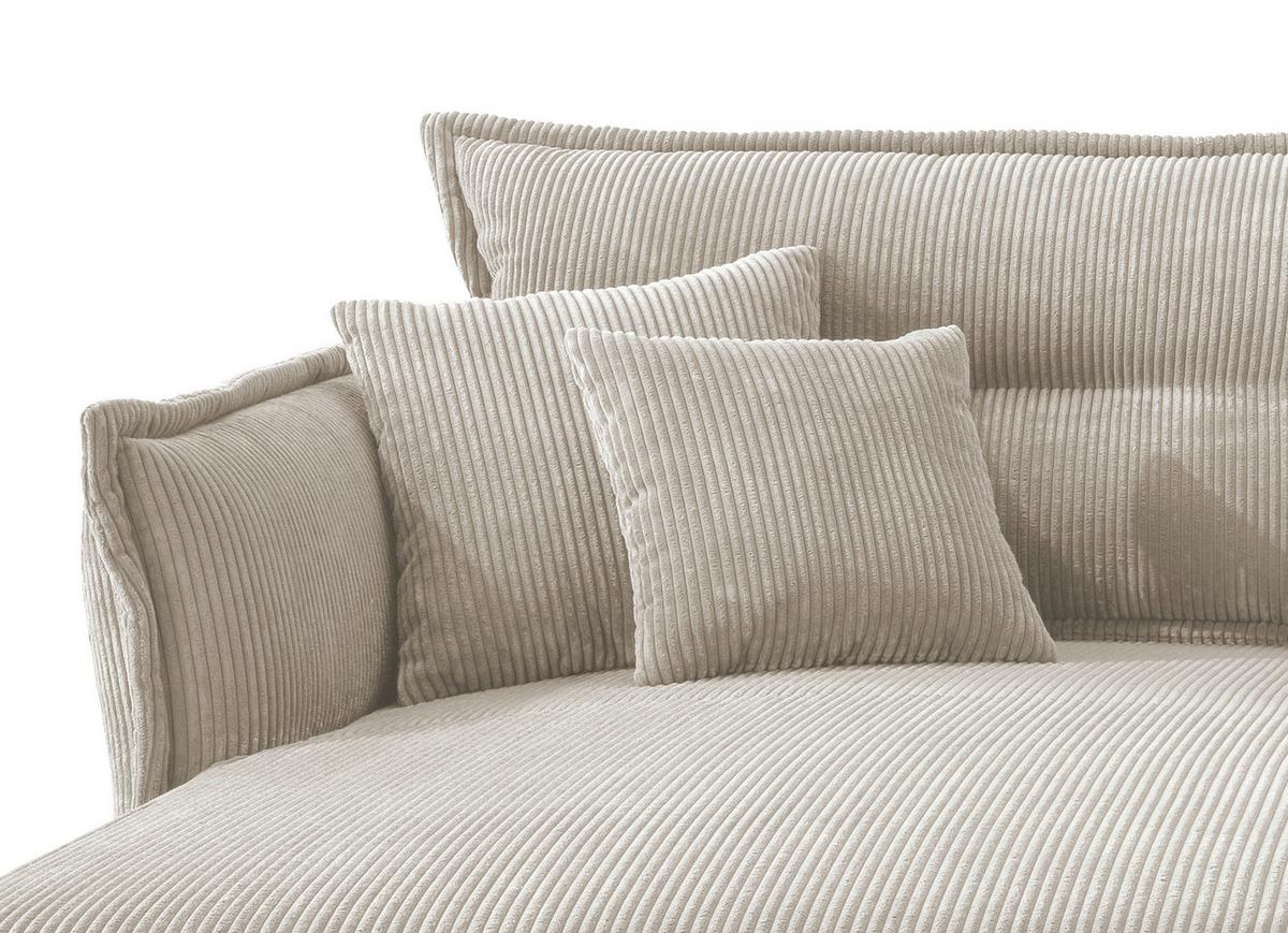 Wohnlandschaft Lava Beige Cord - Beige/Schwarz, MODERN, Textil/Metall (180/255cm) - Livetastic