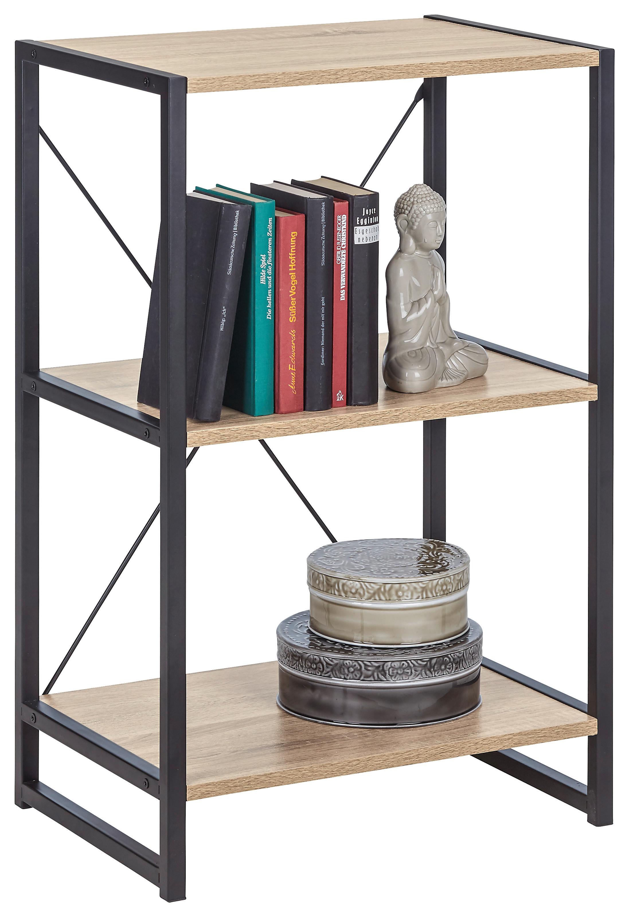 FRISTÅENDE HYLLA BONO - Sonoma ek/svart, Modern, metall/trämaterial (50/79,2/35cm) - Mömax