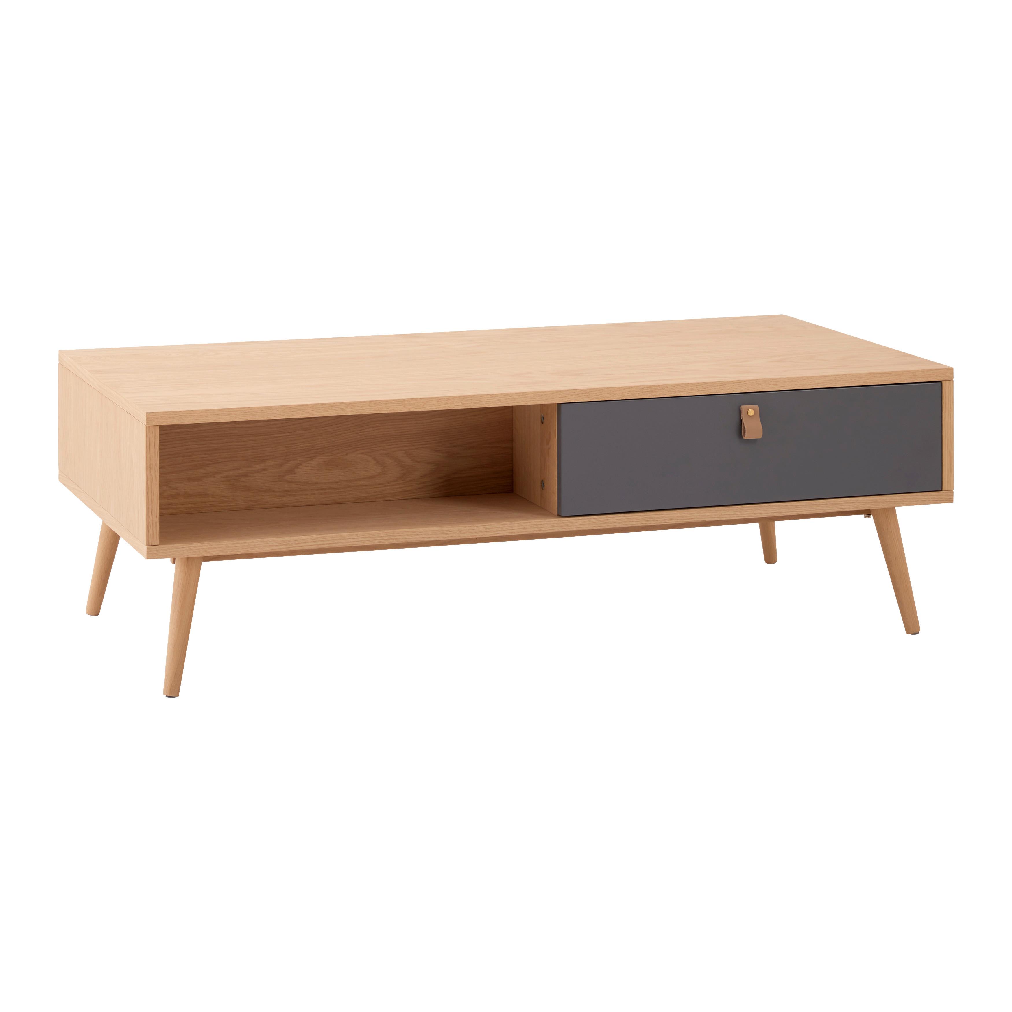 Couchtisch Lena Grau/ Naturfarben Echtholz MDF - Hellbraun/Naturfarben, MODERN, Holz/Holzwerkstoff (120/60/40cm) - Bessagi Home