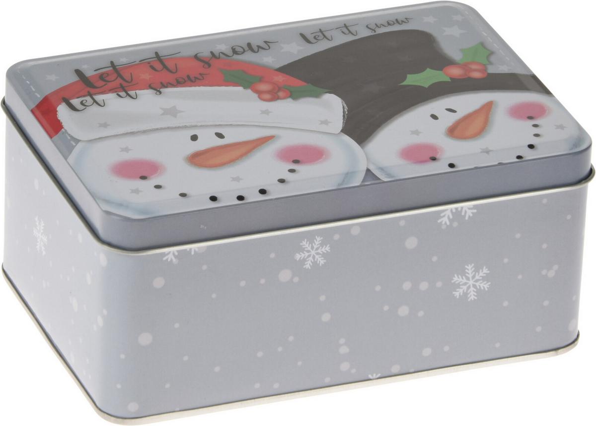 Tárolódoboz Szett Winter - fehér/zöld, fém (27/19/9cm)