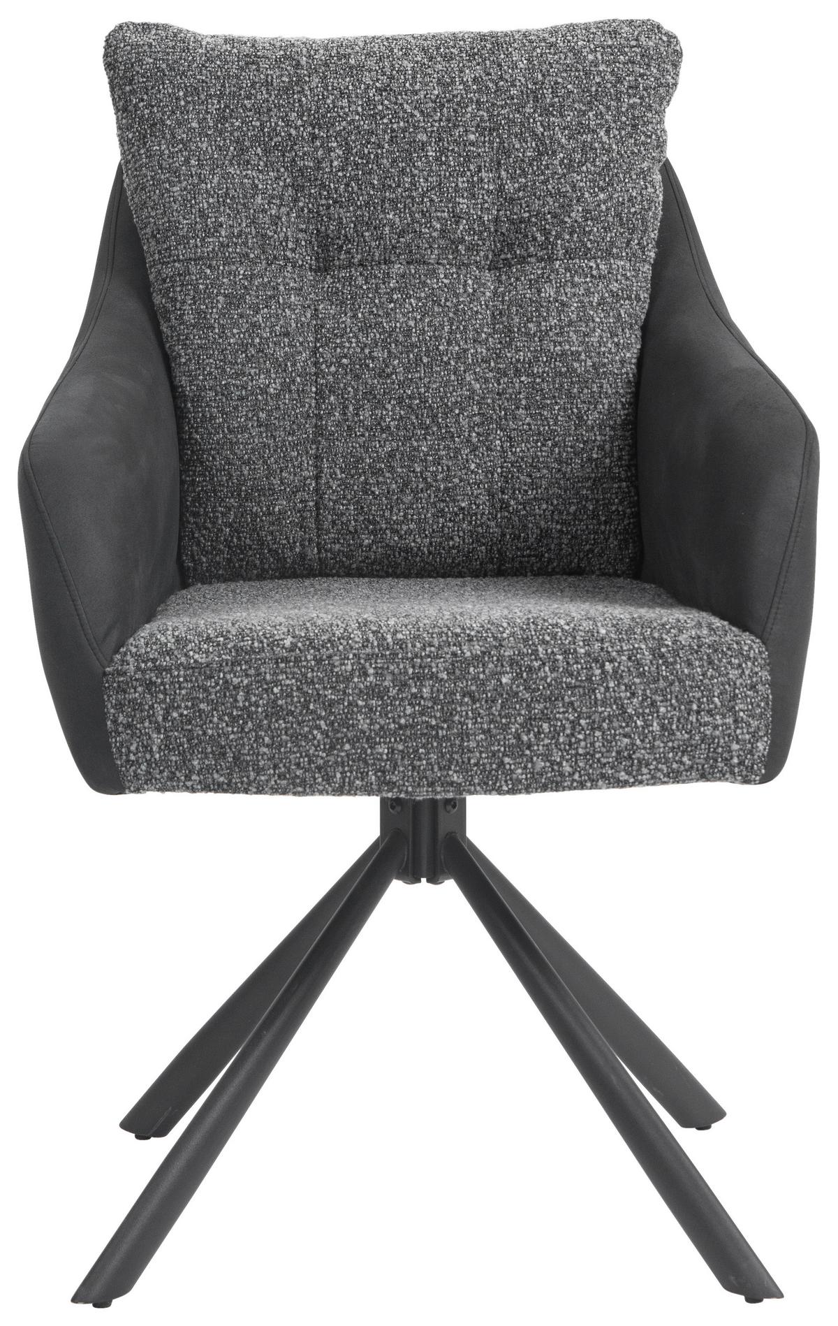 KRZESŁO Z PODŁOKIETNIKAMI BARI - antracytowy/czarny, Design, metal/tkanina (59/93/69cm) - Novel