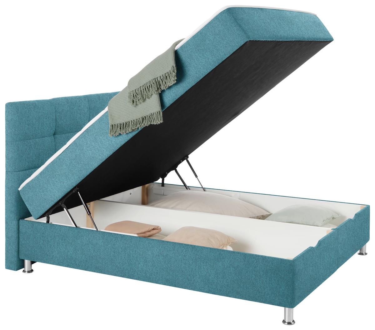 Box Krevet Oviedo - tirkizna, Konvencionalno, tekstil/metal (180/200cm) - Mömax