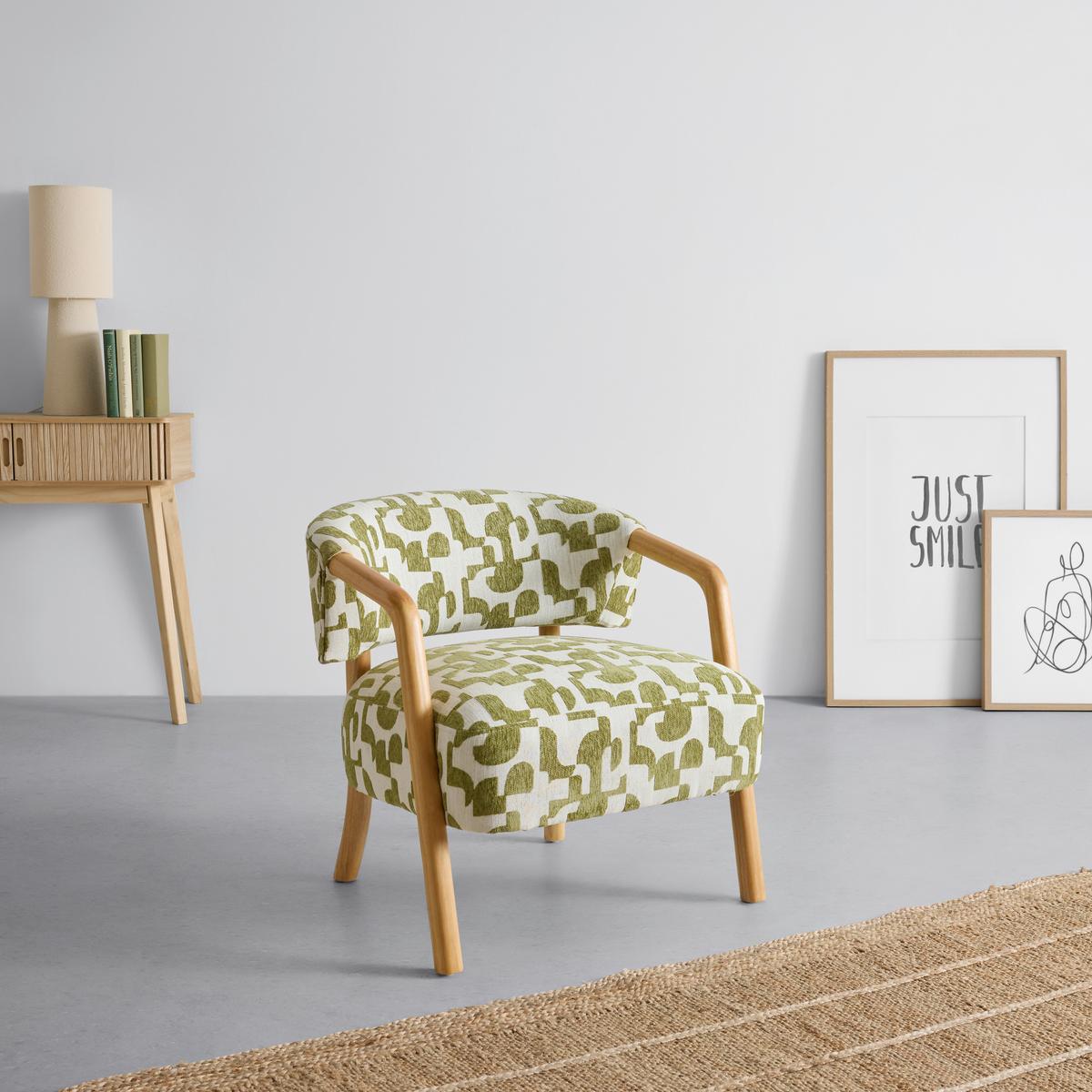 Armlehnsessel Joris Grün/Naturfarben - Naturfarben/Grün, LIFESTYLE, Holz/Textil (71/67/71cm) - Mömax