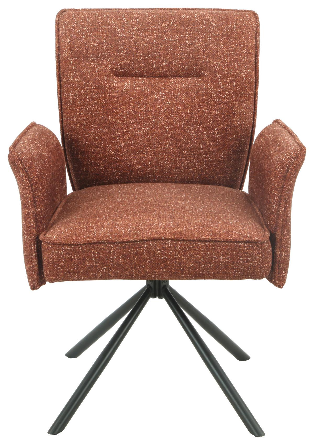 Armlehnstuhl Ellen Giga S Terracotta - Terracotta/Schwarz, MODERN, Textil/Metall (65.5/90/60cm) - Premium Living