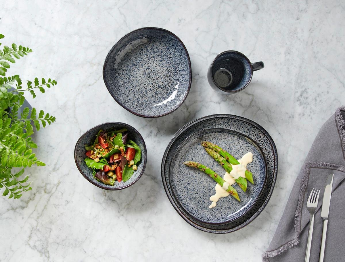 SERWIS OBIADOWO-ŚNIADANIOWY 13000 SØREN GREY - szary, Trend, ceramika - Novel