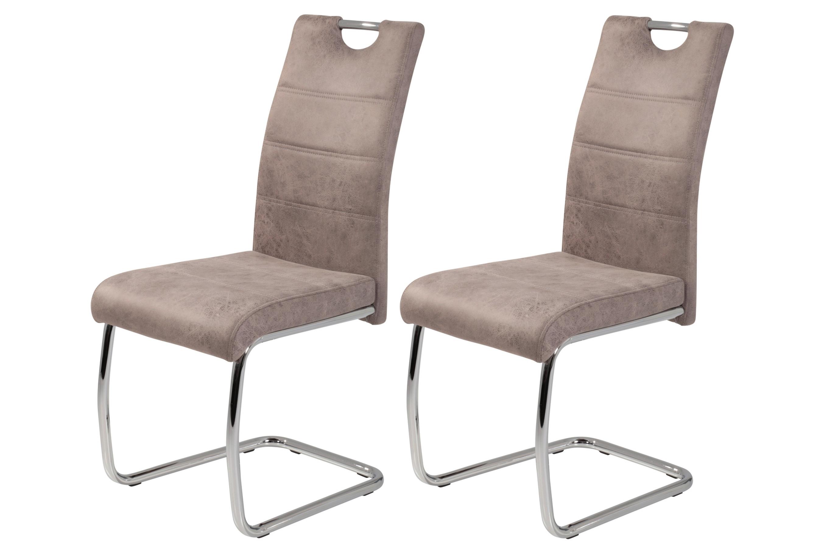Schwingstuhl-Set Flora II S 2er-Set ca. 43x98 cm Beige - Chromfarben/Beige, MODERN, Textil/Metall (43/98/59cm) - MID.YOU