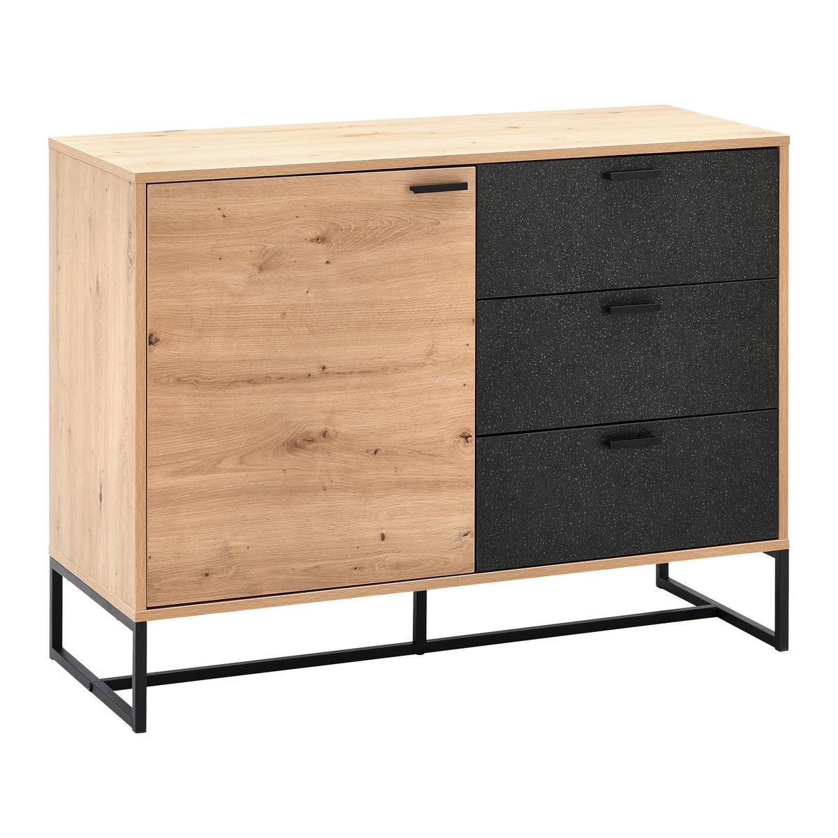 Sideboard Fosca Eichenfarben/Schwarz MDF - Eichefarben/Schwarz, MODERN, Metall (100/76/40cm) - Bessagi Home